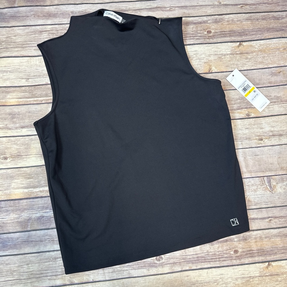Calvin Klein Women’s Funnel Neck Sleeveless Tank Shell Top Black M